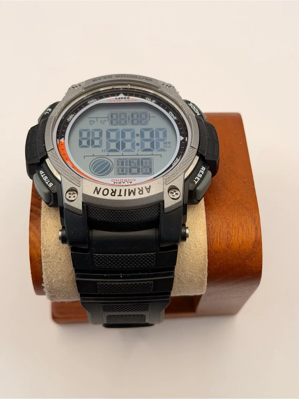 Armitron Pro Sport Digital Watch Mens 54mm Black Alarm Chronograph New Battery